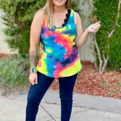 Boutique Simplified 80's Remix Tie Dye Tank