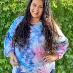 Boutique Simplified Blown Away Tie Dye Long Sleeve Tops