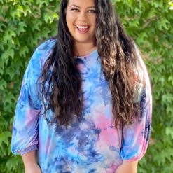 Boutique Simplified Blown Away Tie Dye Long Sleeve Tops