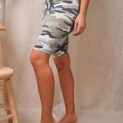 White Birch Bottoms Olive Camo Bike Shorts