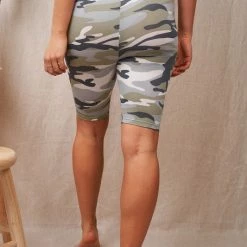 White Birch Bottoms Olive Camo Bike Shorts