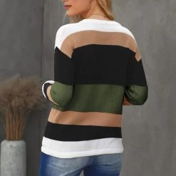 Dear-Lover Tops Olive Colorblock Sweater