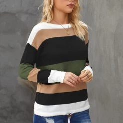 Dear-Lover Tops Olive Colorblock Sweater