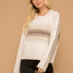 Hem & Thread Stripe Color Mix Sweater Tops