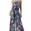 Ariella Belted Strapless Print Jumpsuit