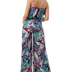 Ariella Belted Strapless Print Jumpsuit