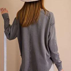 Easel Tops Washed Terry Knit Pull Over