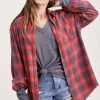 La Miel Tops Vintage Washed Plaid Shirt