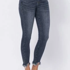 Judy Blue Mid Rise Shark Bite Hem Bottoms