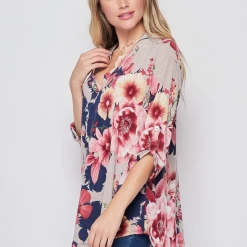 Boutique Simplified Blossoming Soul 3/4 Sleeve Top Tops