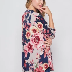 Boutique Simplified Blossoming Soul 3/4 Sleeve Top Tops