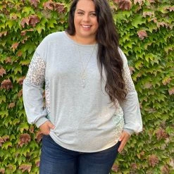 Boutique Simplified Tops Silver Lining Long Sleeve Top