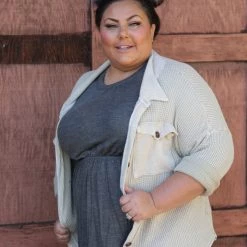 Boutique Simplified Tops Vintage Wash Stone Shacket