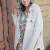 Boutique Simplified Tops Vintage Wash Stone Shacket