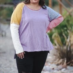 Boutique Simplified Tops Dyed With Spring Color Block Top 6 Boutique Simplified Tops Dyed With Spring Color Block Top