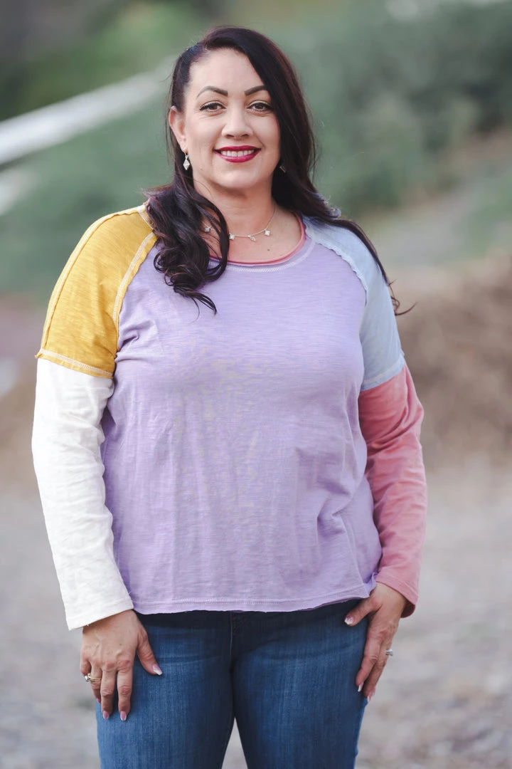 Boutique Simplified Tops Dyed With Spring Color Block Top 1 Boutique Simplified Tops Dyed With Spring Color Block Top