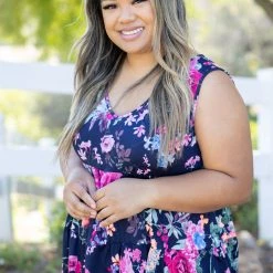 Boutique Simplified Summer Floral Sleeveless Top