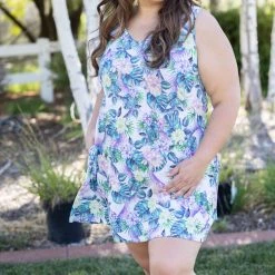 Boutique Simplified Paradise In The Tropics Swing Dress