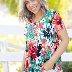 Boutique Simplified Soulfire Floral Short Sleeve