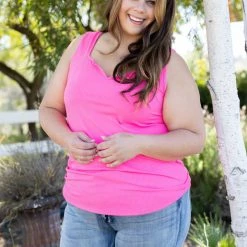 Boutique Simplified Glam Doll Tank In Neon Pink Tops 9 Boutique Simplified Glam Doll Tank In Neon Pink Tops