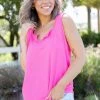 Boutique Simplified Glam Doll Tank In Neon Pink Tops