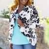 Boutique Simplified Tops Blazer Of Glory - Black & Ivory Floral