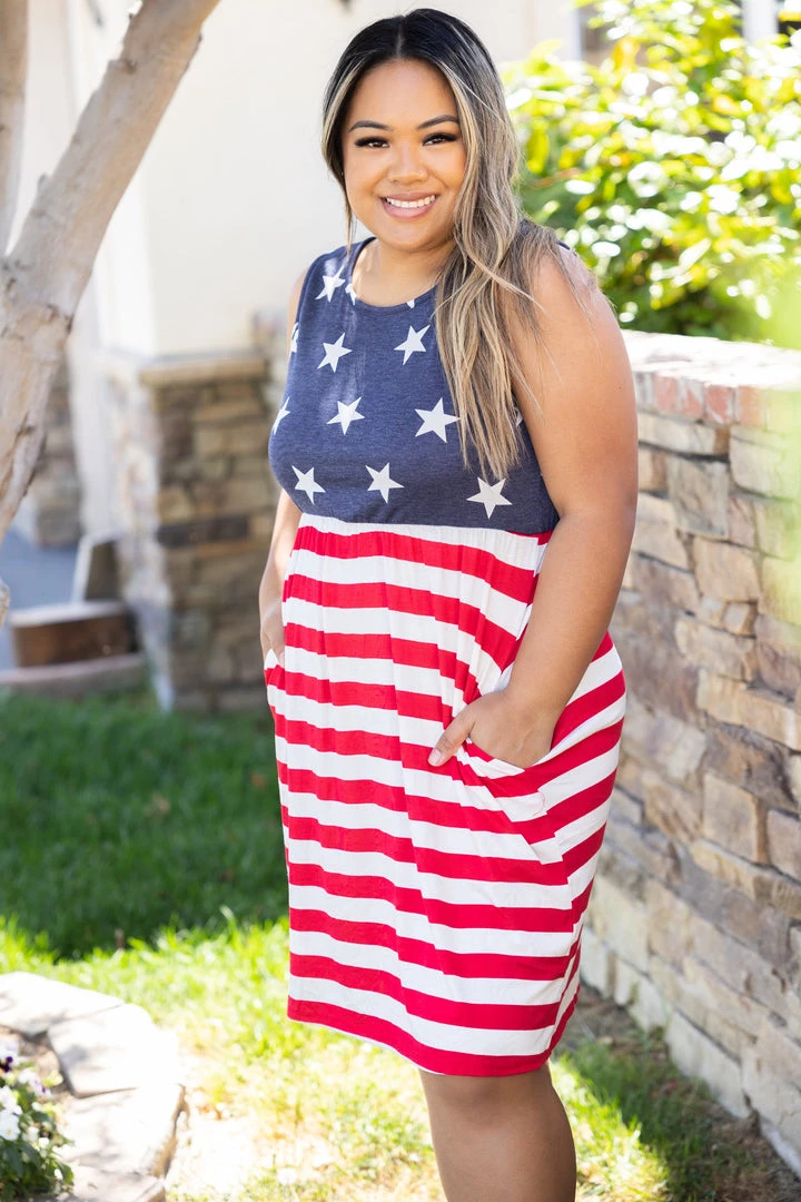 Boutique Simplified Stars & Stripes - Dress 6 Boutique Simplified Stars & Stripes - Dress