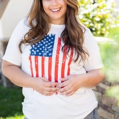 Boutique Simplified Tops Freedom Rings Short Sleeve