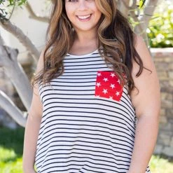 Boutique Simplified Patriotic Bows Tank Tops