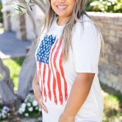 Boutique Simplified Tops Freedom Rings Short Sleeve