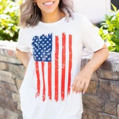 Boutique Simplified Tops Freedom Rings Short Sleeve