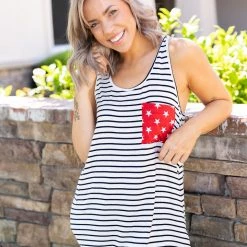 Boutique Simplified Patriotic Bows Tank Tops