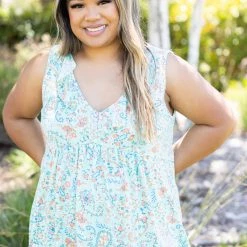 Boutique Simplified Summer Paisley Sleeveless Top Tops