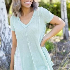 Boutique Simplified Just A Peek Short Sleeve Top