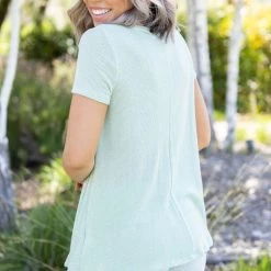 Boutique Simplified Just A Peek Short Sleeve Top