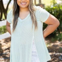 Boutique Simplified Just A Peek Short Sleeve Top