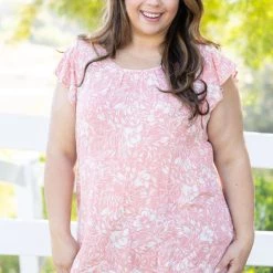 Boutique Simplified Paradise Sunsets Flutter Sleeve Tops