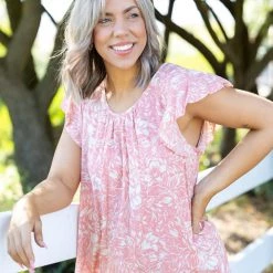 Boutique Simplified Paradise Sunsets Flutter Sleeve Tops