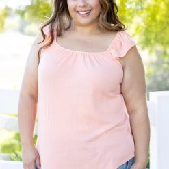 Boutique Simplified Tops Coral Infusion Flutter Sleeve 7 Boutique Simplified Tops Coral Infusion Flutter Sleeve