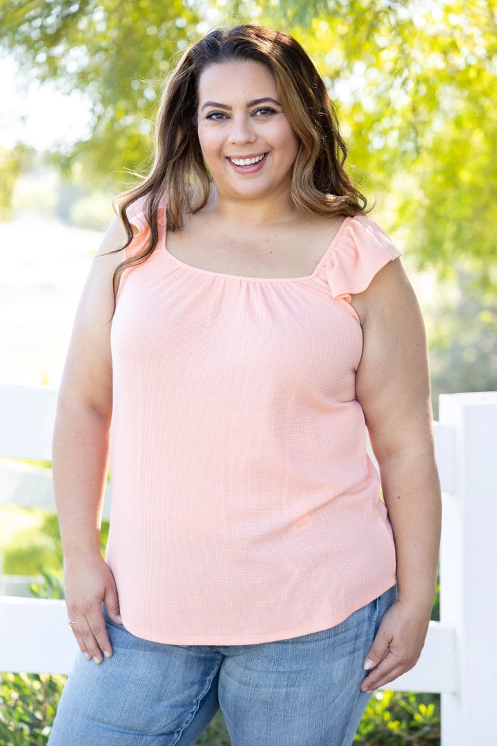 Boutique Simplified Tops Coral Infusion Flutter Sleeve 3 Boutique Simplified Tops Coral Infusion Flutter Sleeve