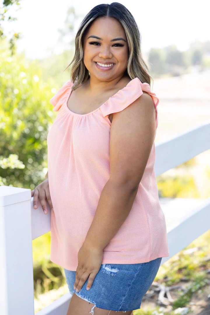 Boutique Simplified Tops Coral Infusion Flutter Sleeve 2 Boutique Simplified Tops Coral Infusion Flutter Sleeve