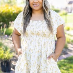 Boutique Simplified Sunrise To Sunset Smocked Babydoll Tops