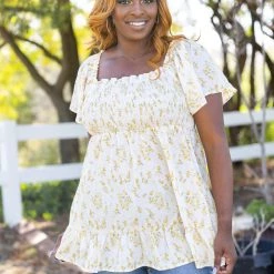 Boutique Simplified Sunrise To Sunset Smocked Babydoll Tops