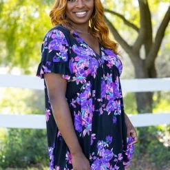 Boutique Simplified Tops Gem Stone Ruffled Babydoll