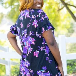 Boutique Simplified Tops Gem Stone Ruffled Babydoll