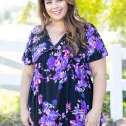 Boutique Simplified Tops Gem Stone Ruffled Babydoll