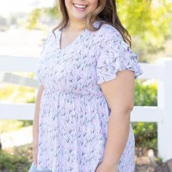 Boutique Simplified Whimsical Ruffle Sleeve Tops