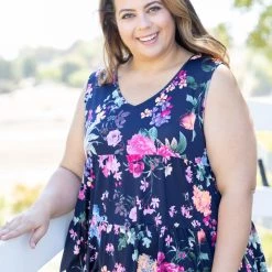 Boutique Simplified Summer Floral Sleeveless Top