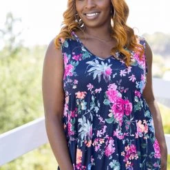 Boutique Simplified Summer Floral Sleeveless Top
