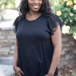 Boutique Simplified Tops Spanish Lullaby Flutter Sleeve